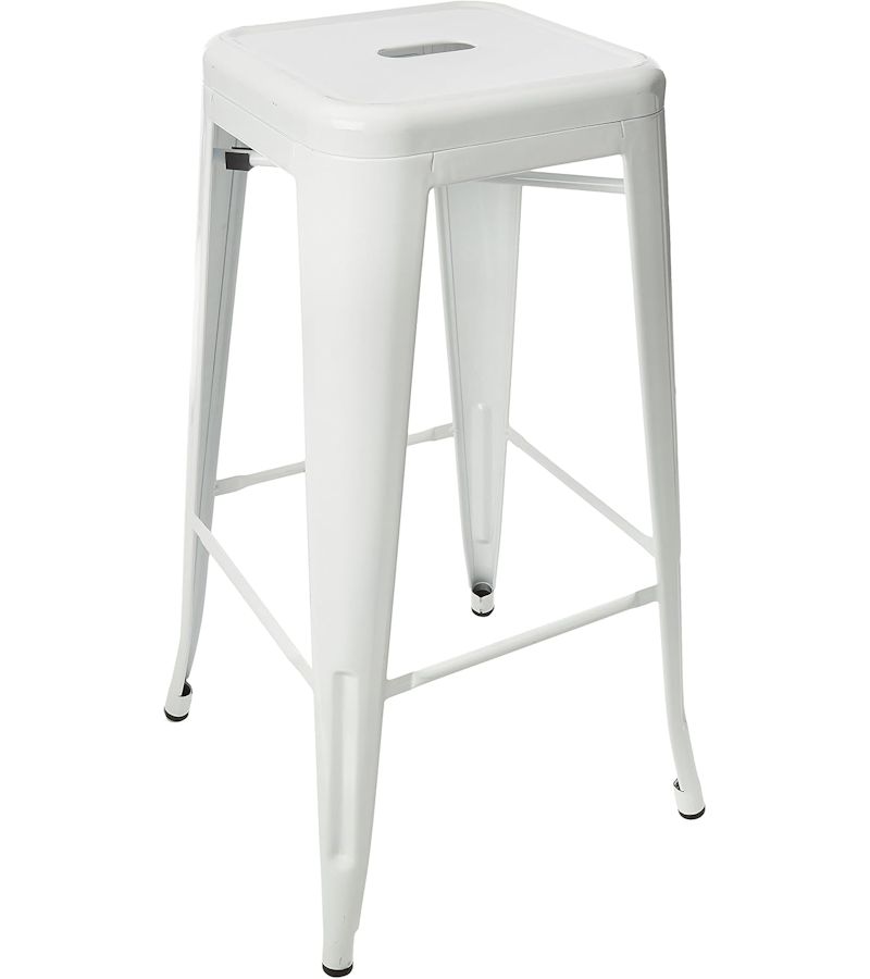 Taburete metal blanco pack 4 unidades